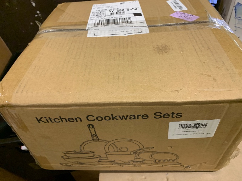 Photo 1 of **USED, INCOMPLETE** Astercook Pots and Pans Non Stick Ceramic Cookware Set, Detachable Handles, RV Kitchen Cooking Set, Oven Safe, Induction Ready, Stackable, Pink