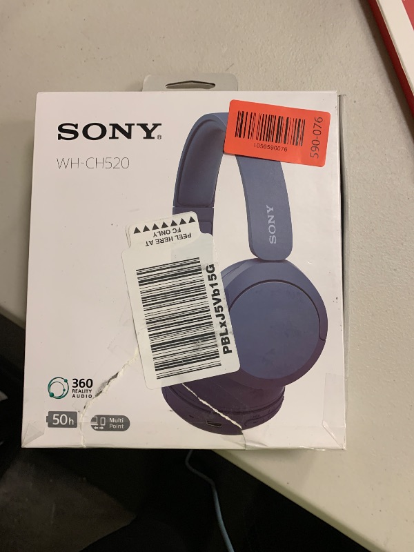 Photo 1 of Sony WH-CH520 Wireless Headphones Bluetooth On-Ear Headset with Microphone, Blue New
