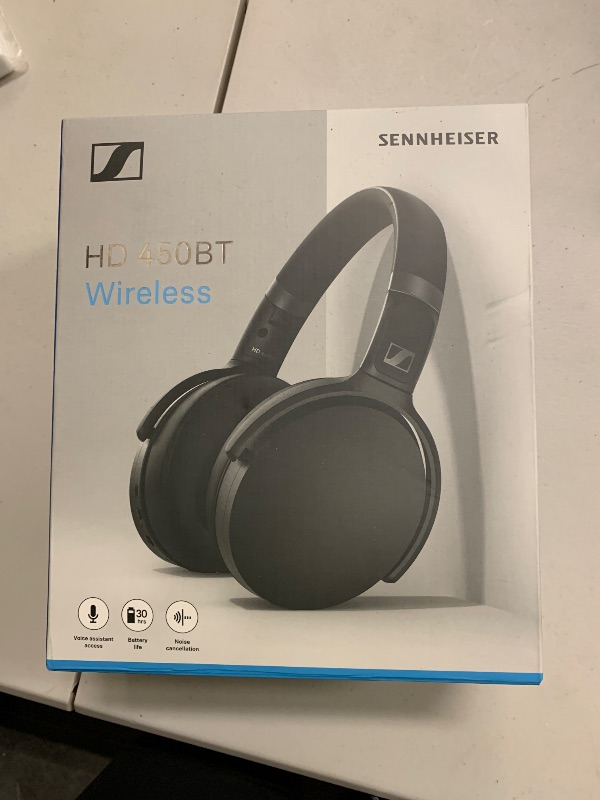 Photo 1 of Sennheiser Consumer Audio HD 450BT Bluetooth 5.0 Wireless Headphone with Active Noise Cancellation - 30-Hour Battery Life, USB-C Fast Charging, Virtual Assistant Button, Foldable - Black
