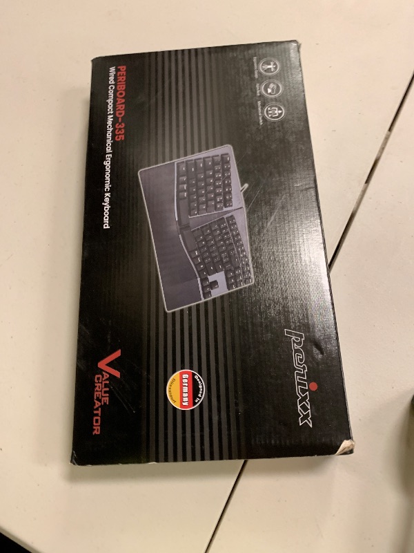 Photo 1 of Perixx PERIBOARD-335RD Wired Ergonomic Mechanical Compact Keyboard - Low-Profile Red Linear Switches - Programmable Feature with Macro Keys - Compatible with Windows and Mac OS X - US English