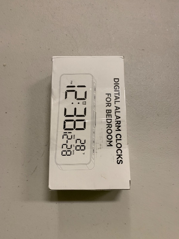 Photo 1 of Netzu 3-in-1 Digital Clocks for Living Room with Temperature, Date & Time Display - 4 Levels Birghtness, 3 Volumes, Small & Compact Plug-in Alarm Clock for Bedroom, Office (White)