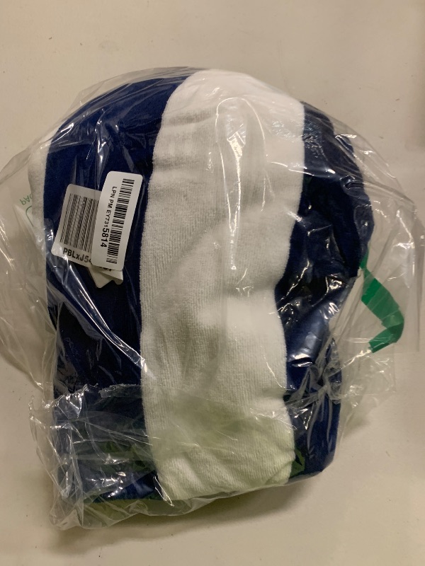 Photo 1 of HENBAY Cotton Oversized Beach Towel - Large 70 x 35 Inch Pool Towel, Navy Blue Striped Quick Dry Swimming Cabana Towel
