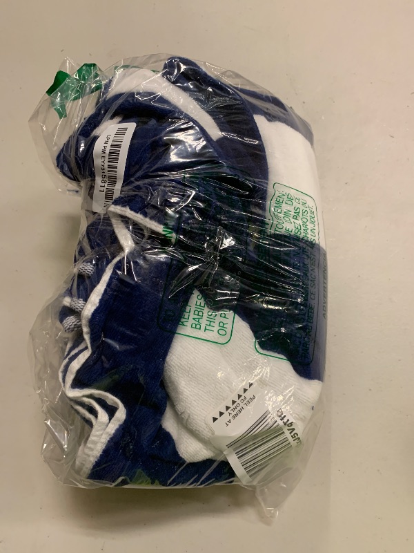 Photo 1 of HENBAY Cotton Oversized Beach Towel - Large 70 x 35 Inch Pool Towel, Navy Blue Striped Quick Dry Swimming Cabana Towel