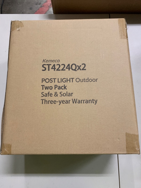 Photo 1 of Kemeco Outdoor Solar Post Lights with Pier Mount Base, ST4224Q 2 Pack Black Cast Aluminum Squared Waterproof Exterior Post Lamp Warm White LED for Yard Garden Pillar Pole Pathway