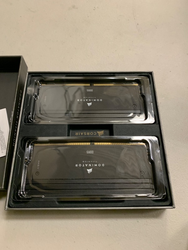 Photo 1 of CORSAIR Dominator Titanium RGB DDR5 RAM 32GB (2x16GB) DDR5 7200MHz CL34 Intel XMP iCUE Compatible Computer Memory - Black (CMP32GX5M2X7200C34)