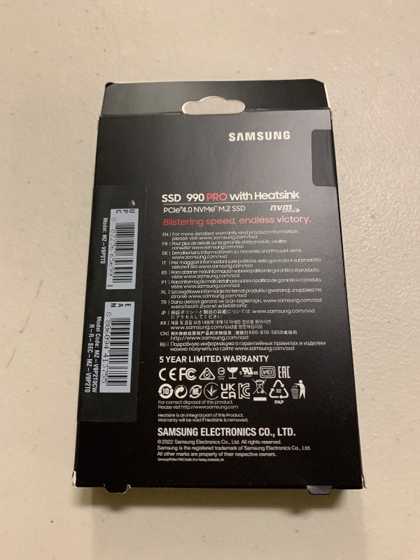 Photo 1 of SAMSUNG 990 PRO w/ Heatsink SSD 2TB, PCIe Gen4 M.2 2280 Internal Solid State Hard Drive, Seq. Read Speeds Up To 7,450MB/s for High End Computing, Workstations, Compatible w/ PlayStation 5, MZ-V9P2T0CW