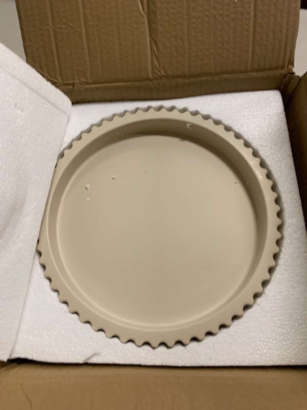 Photo 1 of 11" Round Concrete Coffee Table Tray – Decorative Tray with Wave Edge Design & Non-Slip Base, Modern Coffee Table Decor for Candles, Plants (Beige)