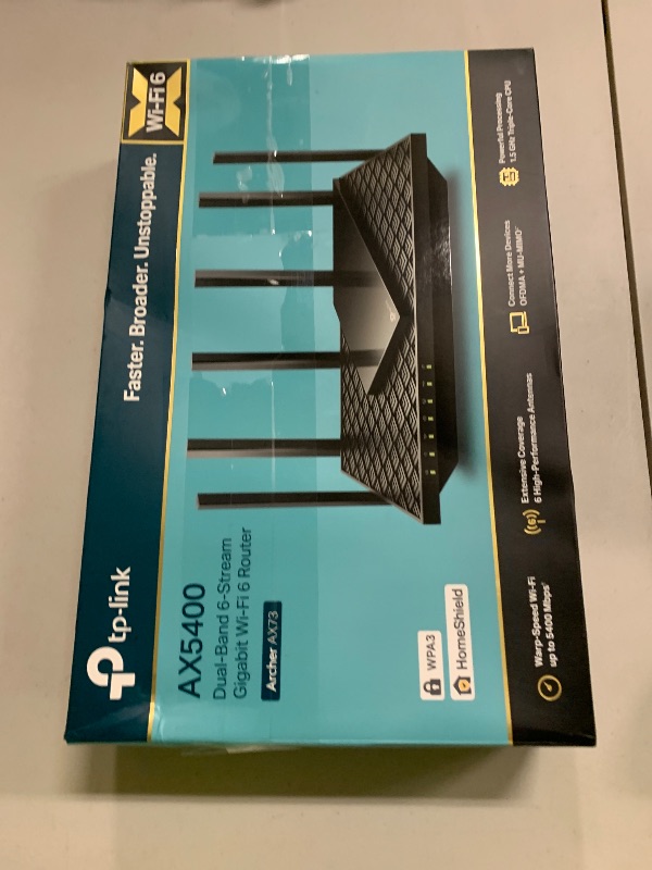 Photo 1 of TP-Link AX5400 WiFi 6 Router (Archer AX73)- Dual Band Gigabit Wireless Internet Router for Streaming, Long Range Coverage