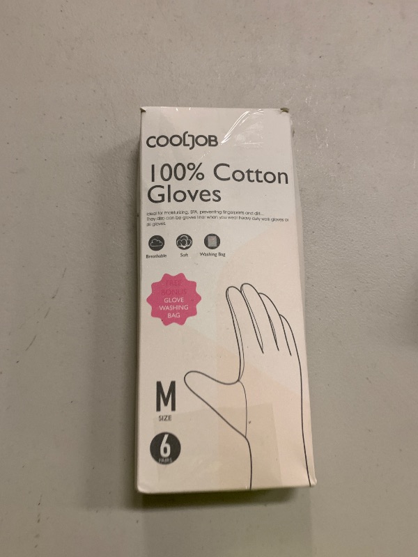 Photo 1 of COOLJOB 100% Cotton Gloves, 6 Pairs White Cotton Gloves for Dry Hands Moisturizing & Eczema, Overnight Lotion, Sleep & Spa Treatment for Women & Men, Breathable Work Glove Liners, Medium Size
