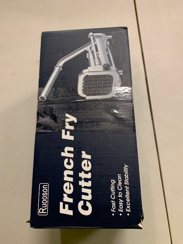 Photo 1 of French Fry Cutter, Ruooson Professional Potato Cutter Slicer with 1/2 In & 3/8 In & 1/4 In Stainless Steel Blades, Great for Whole Potatoes Carrots Cucumbers.