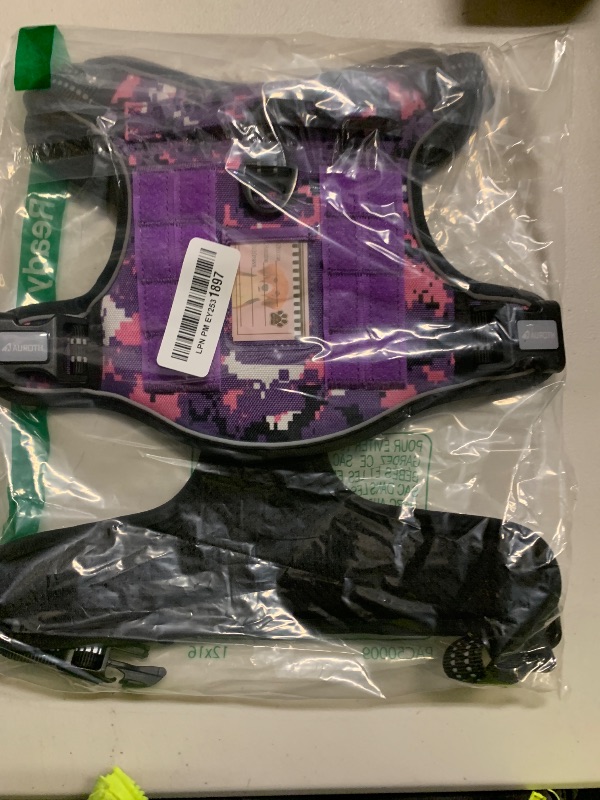 Photo 1 of Auroth Tactical Dog Harness for Small Medium Large Dogs No Pull Adjustable Pet Harness Reflective K9 Working Training Easy Control Pet Vest Military Service Dog Harnesses (M, Purple Camo)