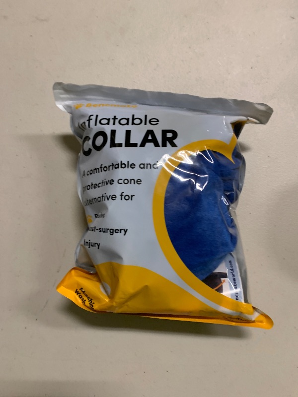 Photo 1 of BENCMATE Inflatable Dog Cone Collar Alternative, Soft Dog Cone for Small Medium Large Dogs and Cats, Neck Recovery ECollar Donut Collar After Surgery (Large, Blue)