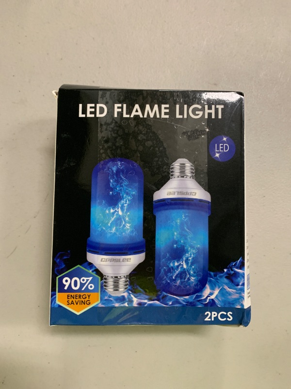 Photo 1 of CPPSLEE Upgraded LED Flame Light Bulbs, 4 Modes Flickering Light Bulbs, E26 Base Fire Flame Bulb for Halloween Decorations Outdoor, Christmas Lights Patio Indoor Home Decor (Blue, 2 Pack)