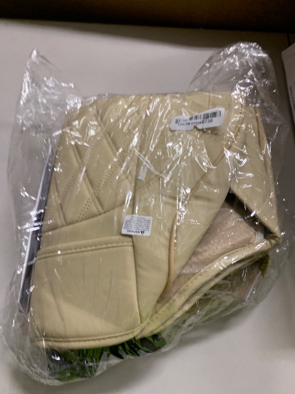 Photo 1 of 2 Pack Leather Front Car Seat Cover Bottom Car Seat, Anti-Slip and Full Wrap Driver Car Seat Protectors with Storage Pocket, Luxury Waterproof Bottom Auto Seat Cushion for Most Vehicles(Yellow Beige)