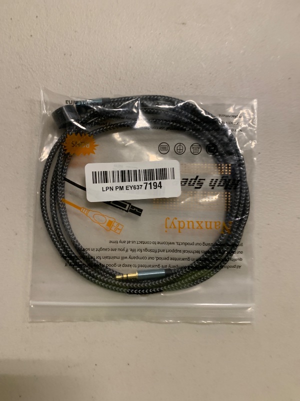 Photo 1 of Nanxudyj AUX Cord 6ft,3.5mm Stereo Audio Cable 90 Degree Nylon Braided 3.5mm Male to Male Stereo Aux Cables Right Angle TRS Cable Portable Compatible for Headphone, car,Tablets, Speakers