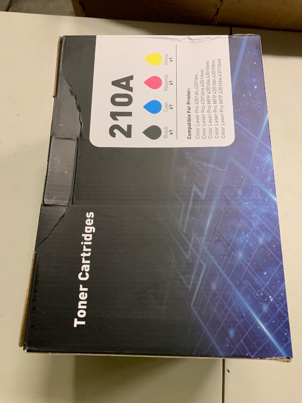 Photo 1 of 210A Toner Cartridge 4Pack Compatible with HP 210A 210X Toner Cartridge with 210A Toner Color Laser Jet Pro MFP 4301fdw 4201dw 4201dn 4301fdn 4301fdw 4301dw Printer (Black/Cyan/Magenta/Yellow)