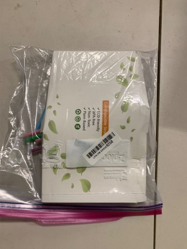 Photo 1 of [100 Pcs] Colorful Disposable Cocktail Short Straws - 5.12'' Long 0.24'' Diameter Plant-Based Drinking Straws for Whiskey Bar Club Coffee Soda Party Cold Drinks