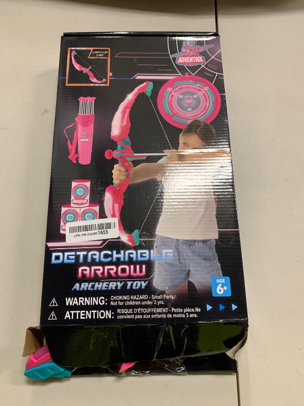 Photo 1 of JOYIN Pink Bow and Arrow Set for Girls, LED Light Up Archery Toy Set with 9 Suction Cup Arrows, Target & Arrow Case, Christmas Indoor Outdoor Activity Toy for Kids Girls Ages 3-12