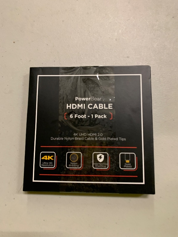 Photo 1 of PowerBear 4K HDMI Cable 6 ft | High Speed, Braided Nylon & Gold Connectors, 4K @ 60Hz, Ultra HD, 2K, 1080P, ARC & CL3 Rated | for Laptop, Monitor, PS5, PS4, Xbox One, Fire TV, Apple TV & More
