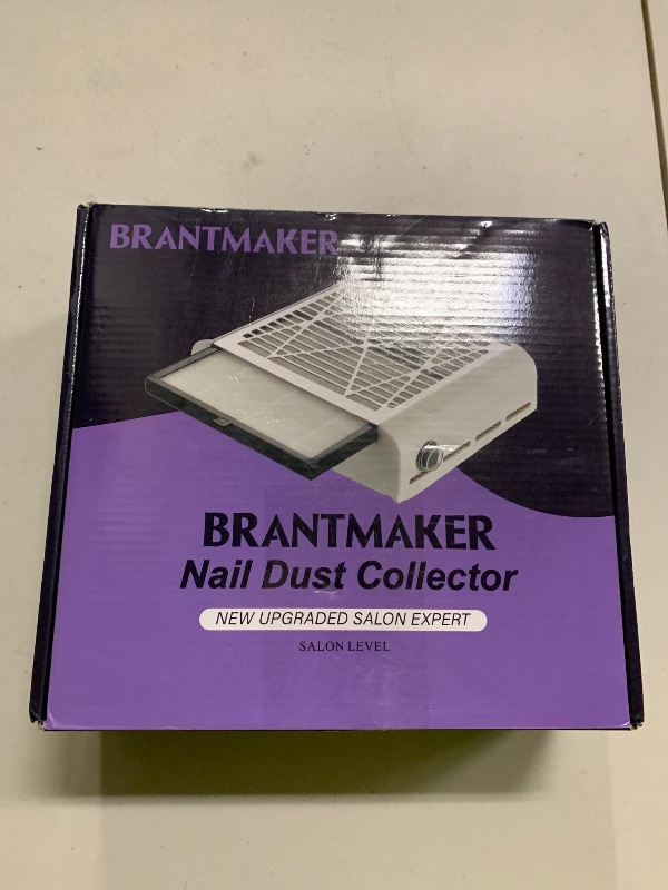 Photo 1 of BRANTMAKER Nail Dust Collector with Brush and 2 Reusable Filters, 60W Vacuum Dust Fan for Acrylic Nails (White)