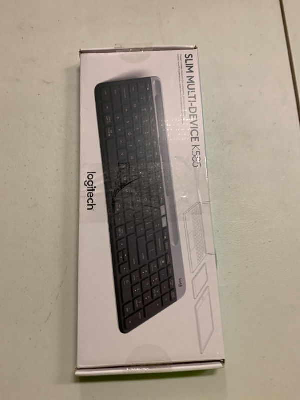 Photo 1 of Logitech K585 Multi-Device Slim Wireless Keyboard, Built-in Cradle for Device; for Laptop, Tablet, Desktop, Smartphone, Win/Mac, Bluetooth/Receiver, Compact, Easy Switch, 24 Month Battery - Graphite