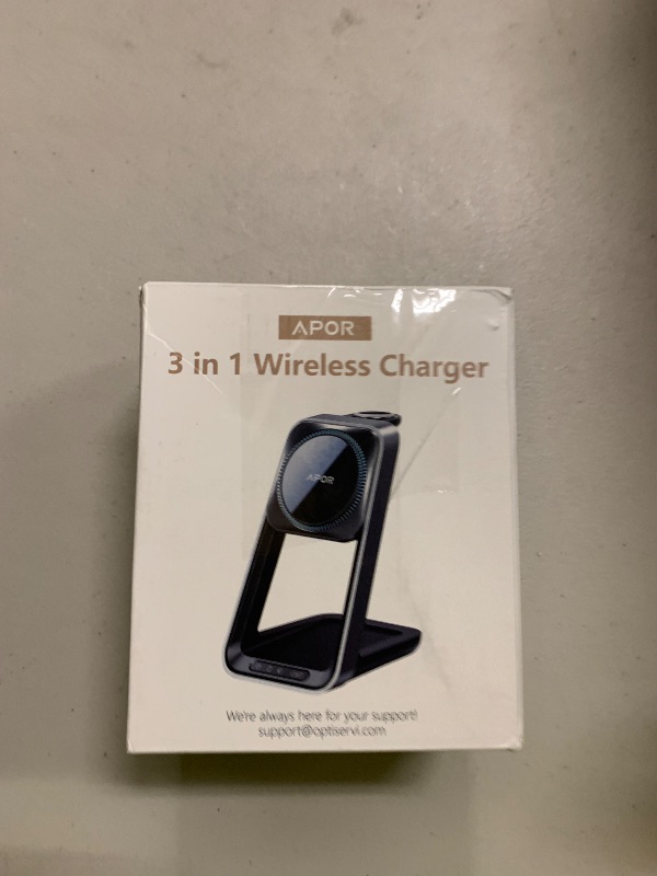 Photo 1 of 3 in 1 Charging Station for iPhone, Magsafe Wireless Charger with Cooling Fan for iPhone 16 15 14 13 12 Series & Apple Watch Charger 10/Ultra 2, Wireless Charging Station for AirPods 4/3/Pro/Pro 2