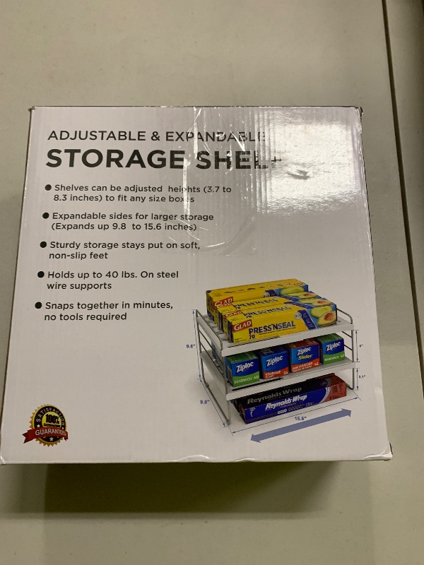 Photo 1 of 2 Pack Expandable Kitchen Wrap Organizer Rack, Height & Width Adjustable Aluminum Foil and Plastic Wrap Organizer for Pantry, Cabinet Food Wrap Organization and Storage - (3 Tier 9.8 to 15.6"L)