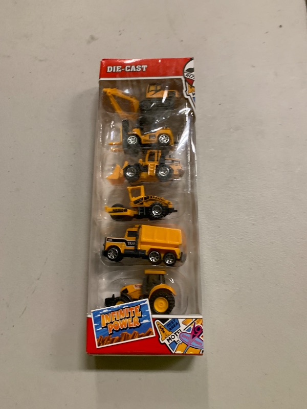 Photo 1 of 6 Pack Diecast Construction Vehicle Toys, Mini Model Excavator Construction Trucks Toy Set for Boys Age 3 4 5 6 7 Years Kids Toddlers Birthday Party Favors Christmas Gift & Goodie Bags Stuffers