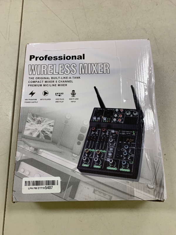 Photo 1 of Professional Audio Mixer With Dual Wireless Microphone, Sound Board Console System Interface 4 Channel Dj Mixer USB Bluetooth MP3 Computer Input 48V Phantom Power, Suitable for DJ Karaoke PC Guitar