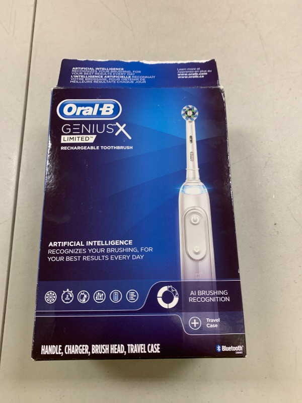 Photo 1 of Oral-B Genius X Limited Rechargeable Electric Toothbrush with 1 Replacement Brush Head, Travel Case, White