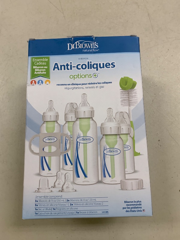 Photo 1 of Dr. Brown's Natural Flow Anti-Colic Options+ Wide-Neck Baby Bottles 5 oz/150 mL,with Level 1 Slow Flow Nipple,4 Pack,0m+