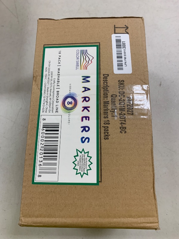Photo 1 of Color Swell Washable Bulk Markers - 18 Boxes of 8 Vibrant Colors (144 Total) Perfect for Kids, Parties, Classrooms - Broad Line Markers