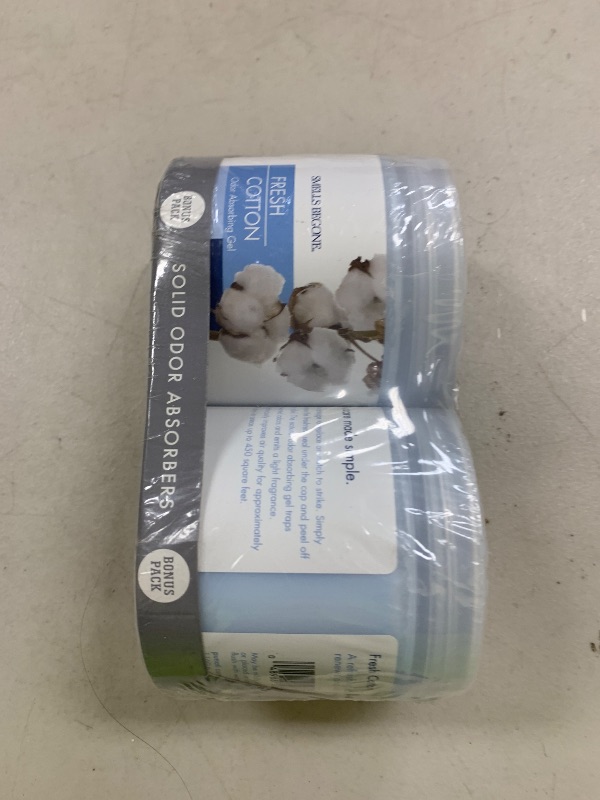 Photo 1 of SMELLS BEGONE Air Freshener Odor Absorber Gel - 15 oz, Pack of 2 - Absorbs and Eliminates Odor in Pet Areas, Bathrooms, Cars, & Boats - Made with Essential Oils - Fresh Cotton Scent