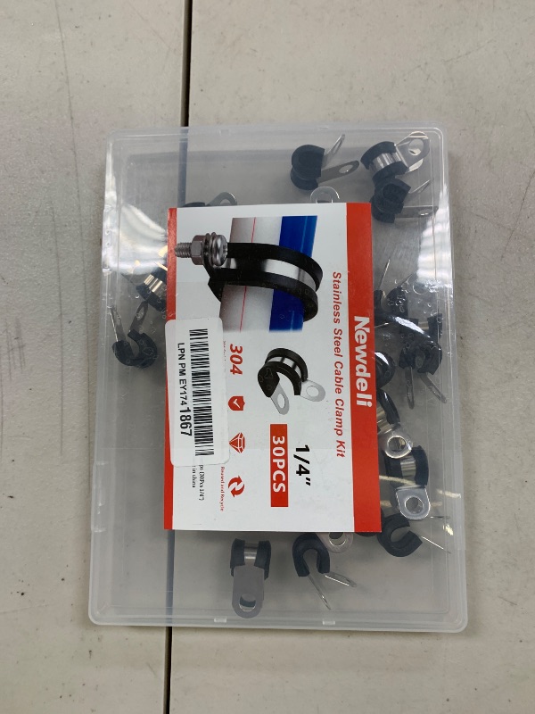 Photo 1 of Newdeli 30Pcs Cable Clamps 1/4 Inch Stainless Steel Cable Clamp Rubber Cushioned Hose Clamp Insulated Tube clips Automotive Wire Pipe Clamps