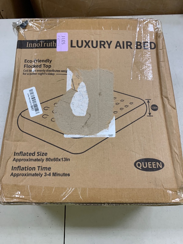 Photo 1 of InnoTruth Queen Camping Air Mattress with Built-in Pump, Inflatable Blow up Mattress for Home & Guests, 13" Raised Colchones Inflables Air Bed, Ideal for Travel, Outdoor, Back to School Supplies, Grey