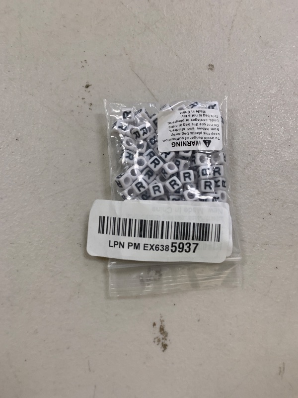 Photo 1 of Sunrica 500Pcs White Square Letter Beads R 6X6mm Individual Cube Alphabet Beads for Friendship Bracelets Making