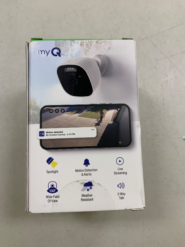 Photo 1 of CHAMBERLAIN myQ Outdoor Battery Camera | 2K Camera, Color Night Vision, Spotlight, Motion Alerts, Live View with Two-Way Talk, Wireless, Weather-Resistant, Outdoor, White