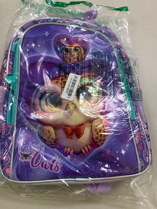 Photo 1 of TXHVO 16" Girls Backpack, 3Pcs Owl School Bookbag with Lunch Box, Kids Backpacks for Elementary Preschool Kindergarten(Purple)