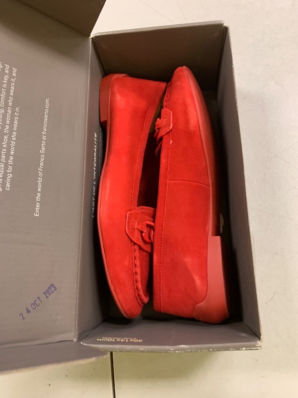Photo 1 of Franco Sarto Womens Farah Slip On Casual Loafer Flats Cherry Red Suede 8.5 M