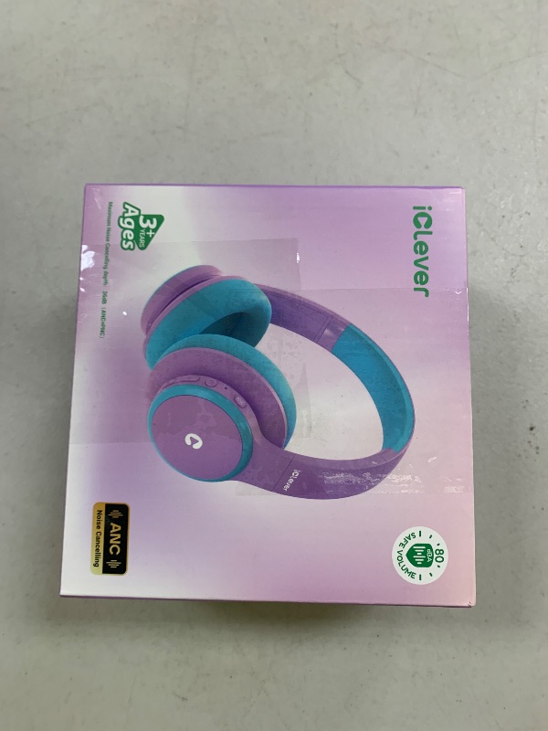 Photo 1 of iClever BTH26 Active Noise Cancelling Headphones for Kids, 60H Play Time, Safe Volume 80dBA, Type C Fast Charging, Bluetooth5.4, Kids Bluetooth Headphones with Mic AUX Cord for iPad Airplane, Purple