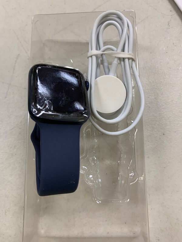 Photo 1 of Apple Watch Series 6 (GPS + Cellular, 44mm) - Blue Aluminum Case with Deep Navy Sport Band (Renewed)