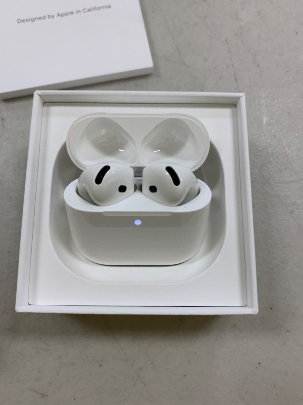 Photo 1 of Apple AirPods 4 Wireless Earbuds, Bluetooth Headphones, Personalized Spatial Audio, Sweat and Water Resistant, USB-C Charging Case, H2 Chip, Up to 30 Hours of Battery Life, Effortless Setup for iPhone