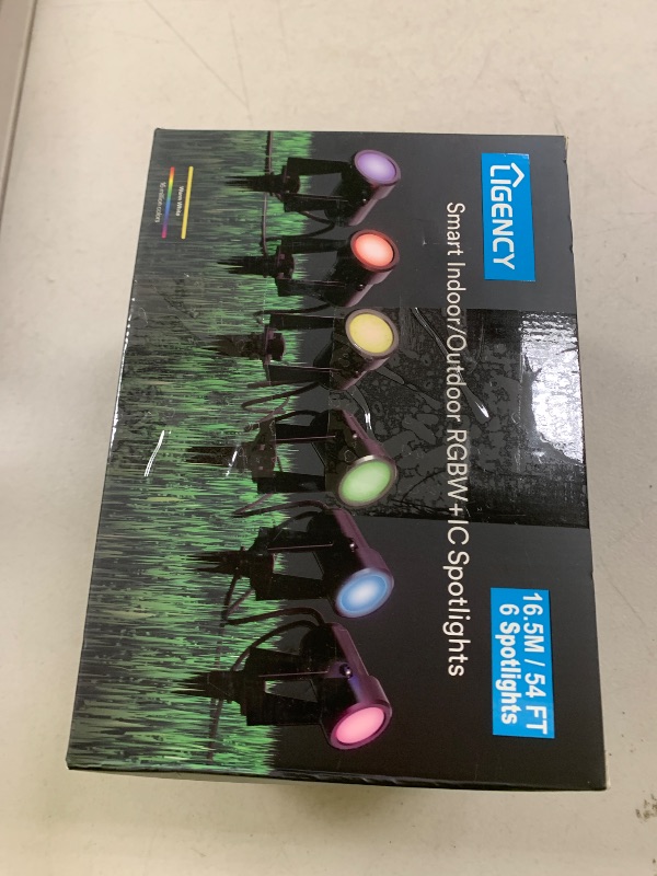 Photo 1 of Ligency Smart Low Voltage Landscape Lights, 6 Pack Outdoor Spot Lights IP65 Waterproof Work with APP, Alexa and Google Assistant, RGBW Color Changing Spotlights for Yard Garden, 54Ft