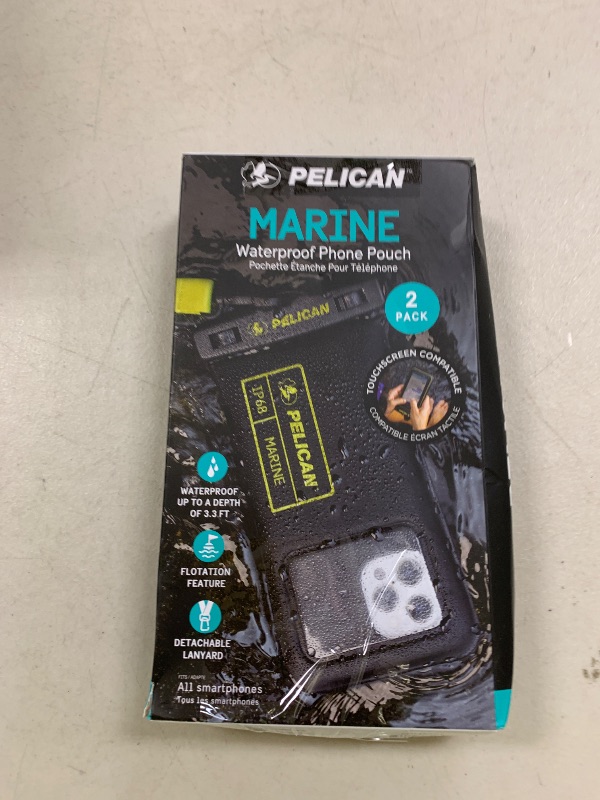 Photo 1 of Pelican 2 Pack Marine - IP68 Waterproof Phone Pouch (Regular Size) Floating Waterproof Phone Case - Beach Cruise Ship Travel Essentials - Works w/All Phones - Detachable Lanyard - Black/Hi-Vis Yellow