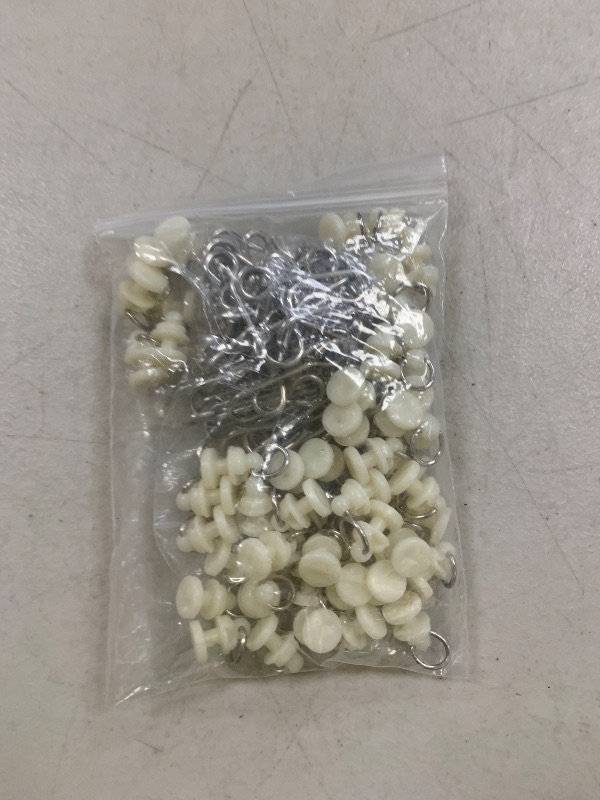 Photo 1 of 100 Pieces Shower Curtain Pack of 50 Pieces Hooks and 50 Pieces Gliders for Shower Curtain Straight Curved Curtain Track Rollers for Bendable Curtain Track Pulley, Curtain Track Carrier Hooks
