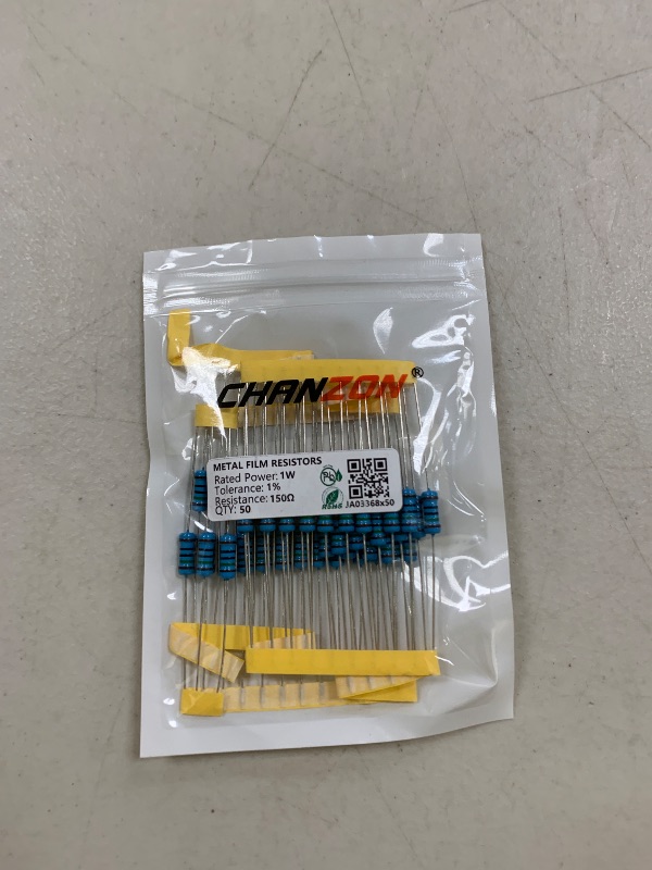 Photo 1 of Chanzon 50pcs 1W 150 ? ohm Metal Film Fixed Resistor 0.01 ±1% Tolerance 150R MF Through Hole Resistors Current Limiting Rohs Certificated