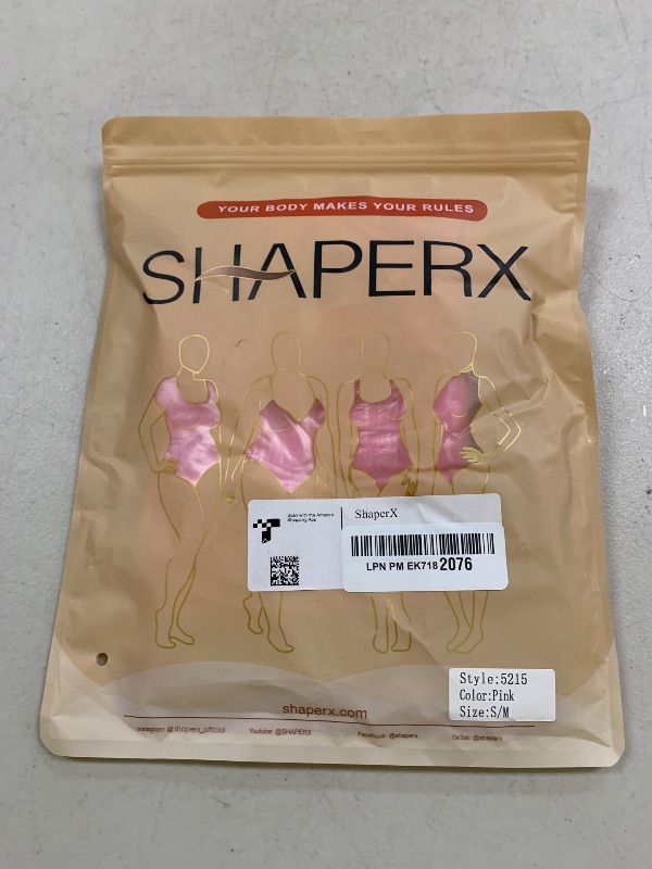 Photo 1 of SHAPERX Women's Shapewear Bodysuit Tummy Control Body Shaper Seamless Sculpting Snatched Waist Body Suit?SZ5215-Pink-S/M