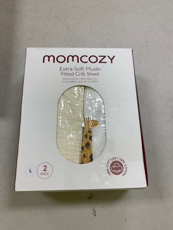 Photo 1 of Momcozy Muslin Standard Fitted Crib Sheets, 52"x28", 2 Pack Soft Breathable Natural Cotton Baby Mattress Sheet, 360° Mattress Wrapping No Slip Boys Girls Neutral Toddler Bed Sheet, Bravery Giraffe