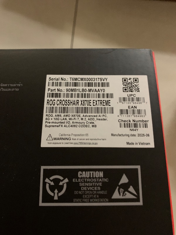 Photo 1 of ASUS ROG Crosshair X870E Extreme AMD X870E AM5 E-ATX Gaming Motherboard – 20+2+2 Power Stages, DDR5, PCIe 5.0, 5X M.2, 5G & 10G LAN, Wi-Fi 7, USB4 Type-C, 5” LCD, AI Overclocking & Networking