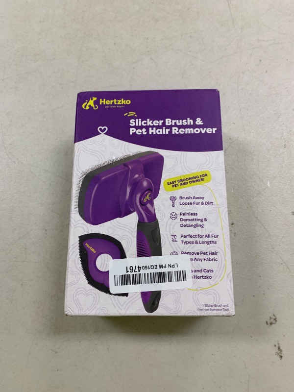 Photo 1 of Hertzko Dog Slicker Brush and Dog Hair Remover - Self-Cleaning Brush for Cats and Dogs - Pet Hair Remover Brush for Fur - Gently Removes Mats, Tangles, and Loose Hair - Ideal for Home Use